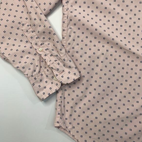 J Crew Shirt Mens XXL Slim Fit Pink Navy Cotton Stretch Printed Button Down - Picture 3 of 13